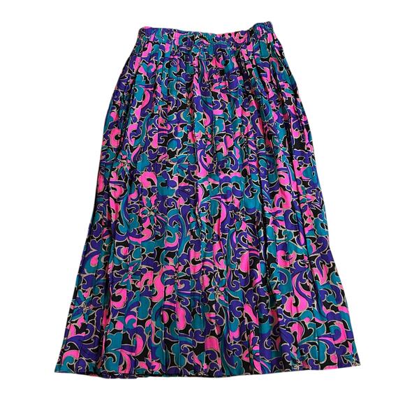 Vintage 90s Pleated Skirt Size 12 Abstract Geometric Boho Whimsical Feminine - Picture 1 of 7